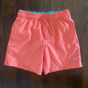 Boys coral Southern Tide swim trunks, size small